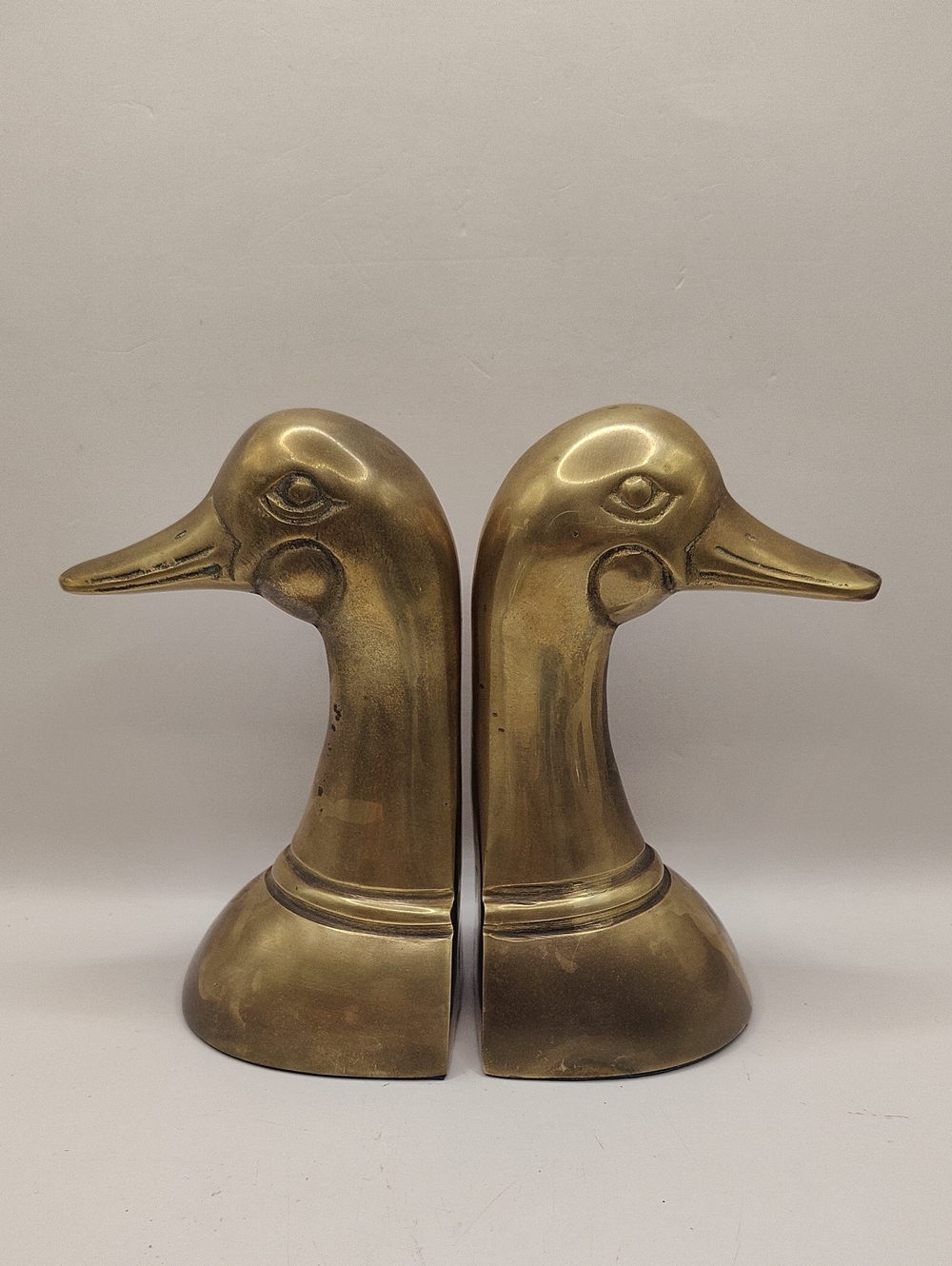 Vintage Brass Duck Head Bookends 6.5" - Made In Korea